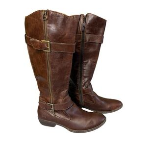 B.O.C Born Concepts Lampard Leather Riding Boots Brown Zip Buckle Size 7.5 #1655